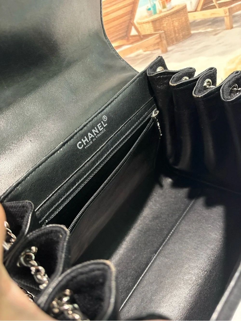 Authentic Chanel black Accordion Shoulder Bag w box duster and certificate
